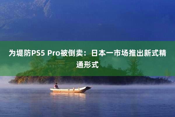 为堤防PS5 Pro被倒卖：日本一市场推出新式精通形式